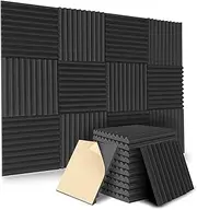 Oidnvay 12 Pack Self-Adhesive Acoustic Panels, Sound Proof Foam Panels, High Density Soundproofing Wall Panels for Home(Black)