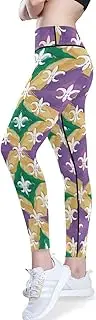 [GuoChe] Active Yoga Pants for Women Cute Mardi Gras Carnival Fleur De Lis Colorful Seamless Booty Wear