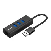 Volans 3-Port USB3.0 Hub + RJ45 Gigabit Ethernet Adapter - Aluminium (VL-HJ45)