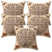 Bohemian Cushion Covers Beige 40x40 Applique Cotton Tree Of Life Throw Pillows
