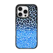 iPhone 16 Pro Impact Case CHEEKY CHEETAH BLACK BLUE SAMSUNG, SNOW LEOPARD PRINT COLORFUL ANIMAL PATTERN OMBRE By Ebi Emporium