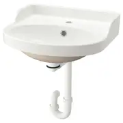 RUTSJÖN semi-recessed wash-basin w watr trp, white, 50x44 cm