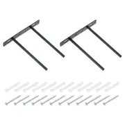 2Set 2 Rods Floating Shelf Brackets, 8" 6 Holes Iron Shelf Supports, Black