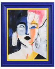 Empire Art Direct "Abstract Diva" Hand-Painted Embellished Canvas Wall Art with Baroque Frame