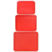 Pyrex 7212-PC 7211-PC 7210-PC Red Storage Container Lid 3PK New for Glass Dishes