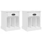 2x Wooden Bedside Tables Drawers Storage Shelf Side Cabinets Nightstand White