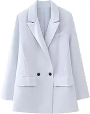[Kromoc] Women's Double Breasted Buttons Suit Jacket Peak Lapel Blazer Formal Prom Party Tuxedos