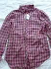 TALBOTS PETITES BLOUSE PINK PLAID RAYON PM NWT