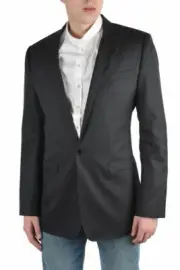 Dolce & Gabbana "Gold" Men's Dark Gray Silk Wool One Button Blazer US 38 IT 48