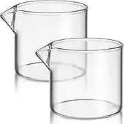 Kichvoe Transparent Glass Creamer 2pcs Small Glass Creamer Pitcher Milk Creamer Pitcher Coffee Pitcher Glass Tea Milk Pourer Single Spouts Frothing Pitcher-120ml