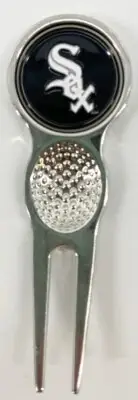 MLB Golf Divot Repair Tool w/ Ballmark Silver Chicago White Sox