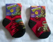 TMNT socks, set of 2, Size 4-5, Leonardo, Raphael, teenage mutant ninja turtles