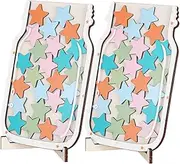 Operitacx 2 Set Star Reward Jar for Classroom Reward System Engaging Behavior Management Tool with Colorful Star Tokens and Construction for Home and School Use