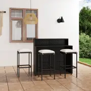 4 Piece Garden Bar Set with Cushions Black vidaXL