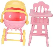 Doll High Chair Set Baby Doll Stroller Toy Miniature Baby Carriage Toy High Chairs for s Play Stroller Boys and Girls for