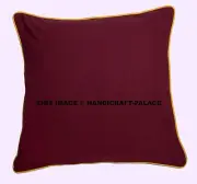 Indian Plain Solid Maroon Cushion Cover Cotton Pillow Case Bohemian Sofa Decor