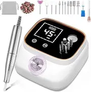 Professional Electric Nail File 45000 rpm for Gel Nails and Acrylic Nails with LCD Display, Bit Lock Design, with Manicure Pedicure Accessory Set for Home Use and Nail Salons