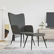 Generic Relaxing Chair with a Stool Dark Grey Fabric,327953