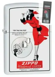 Zippo 1704 Windy Varga Fan Test White Matte Finish Lighter + FLINT PACK