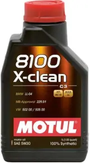 Motul Oil 8100 X Clean 5W30 1L Synthetic ACEA C3 API SM CF MB BMW VW Engine