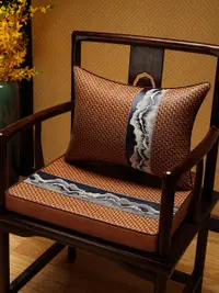 在飛比找松果購物優惠-創意新古典風格藤竹涼蓆椅墊夏天居家辦公必備透氣椅墊 (5折)