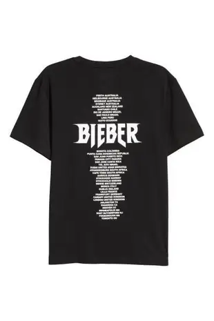 H&M Justin Bieber 小賈 Purpose Tour Staff 人像 短袖 T恤 黑色 S號 M號