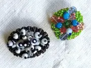 SALE 2 pc. of Vintage Glass Seed Beads Brooches - FREE SHIPPING
