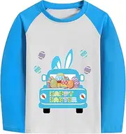 [DDSOL] Easter Day Shirts for Toddler Boy Girl Raglan Long Sleeve Bunny Monster Truck Crane Dino Train Tshirt for Kids