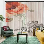 Ink Orange Nice Peony 3D Curtain Blockout Photo Printing Curtains Drape Fabric