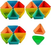BESTOYARD 20pcs Triangle Silicone Baking Cups Reusable Muffin Cupcake Liners for DIY Baking Food Grade Silicone No Odor for Decorating Cakes Sugar Crafts for Parties Random Color