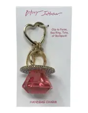 Betsey Johnson NWT Pink and Gold Ring Pop Bag Charm or Key Fob
