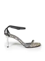 Leopard Print Leather Strap Sandals