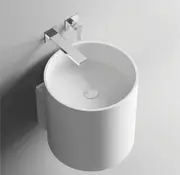 430*400*400mm FIE Livo Matte White Cast Stone Round Wall-Hung Basin