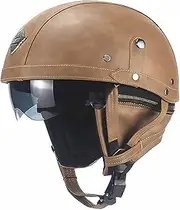 Half Shell Helmet Motorcycle Open Half Face Vintage Motorcycle Helmet with Built-in Visor for Adult Men Women Street Racing Cruiser Motorcycle DOT/ECE Approved