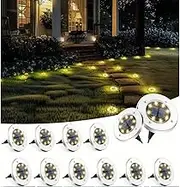 12Pack Solar Ground Lights, 10 LED Waterproof Garden Lights Outdoor Bright In-Ground, Lights Landscape Lighting for Pathway Patio Walkway Yard Lawn(Warm White)