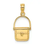 14k Yellow Gold 3-D Moveable Polished Purse Charm