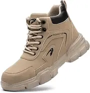 [R-Win] Waterproof Work Boots Steel Toe Cap Shoe Men Women Lightweight No Slip Mid Top Fleece Construction Safety Shoe