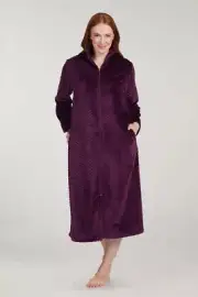 Miss Elaine Women's Fleece super comfy Long Robe | Medium | Aubergine.