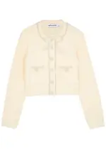 Self-portrait Embellished Cropped Knitted Cardigan - Cream - XL (UK16 / XL) XL (UK16 / XL)