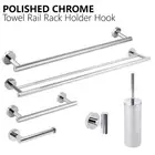 Polished Chrome Towel Rack Rail Bar Toilet Paper Roll Holder Robe Hook Brush Cup