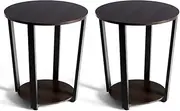 JSEIAJB Set of 2 Industrial End Table Sofa Side Table Nightstand Shelf