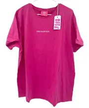 One Teaspoon Womens Fluro Pink Logo Organic Tee Shirt Short Sleeve Size XL