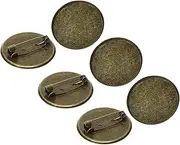 ONLYKXY 30pcs Bronze Metal Brooch Tray 3cm Round Flat Blank Pins Disk Base Back Clasps Badge Craft Fasteners Lock Buckle Bar Pin for Corsage Lapel DIY Jewelry Decor Name Tags Making Accessories