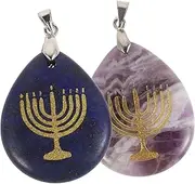 ifundom 2pcs Jewish Pendant Candle Holders Jewelry House Decorations for Home Candlestick Fall Decor for Kitchen Gem Necklace Bathroom Decorations Gemstone Necklace Home Decor Iron
