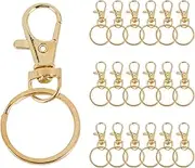 Peakloong 100PCS Swivel Clasps Lanyard Snap Hooks with Key Rings, Key Chain Clip Hooks Lobster Claw Clasps for Jewelry DIY Crafts