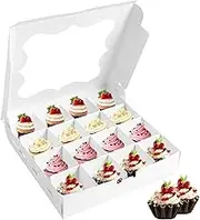 24/10Pcs Bakery Boxes with Clear Window 16 Grids DIY White Cookie Boxes Multipurpose Bakery Gift Packaging Boxes for Cupcakes Desserts Pastries Chocolates 15x15x3.5cm Paper Cake Boxes(10 Sets)