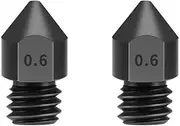 2 pcs 3D Printer MK8 Hardened Steel Nozzle 0.6mm High Temperature Wear Resistant Nozzle,Compatible CR-10 HOTEND,Compatible m6 Threaded Port Custom 3rd Square Heater Block Black