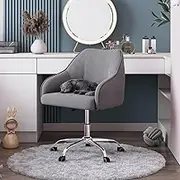 CAELUM Cute Desk Chair for Teen Girl Kids, Home Office Computer Desk Chairs with Wheels and Arms, Comfy Velvet Fabric Swivel Rolling Task Chair Vanity Chair for Makeup Room, Bedroom, Living Room