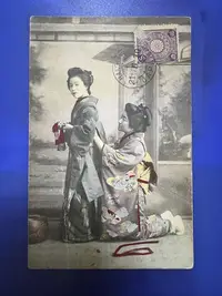 在飛比找Yahoo!奇摩拍賣優惠-日本1910年仕女圖老明信片一枚 輕微折痕