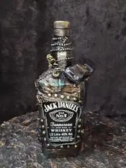 1 Litre Empty Bottle with Hand Painted and Overlay Decoration Steampunk